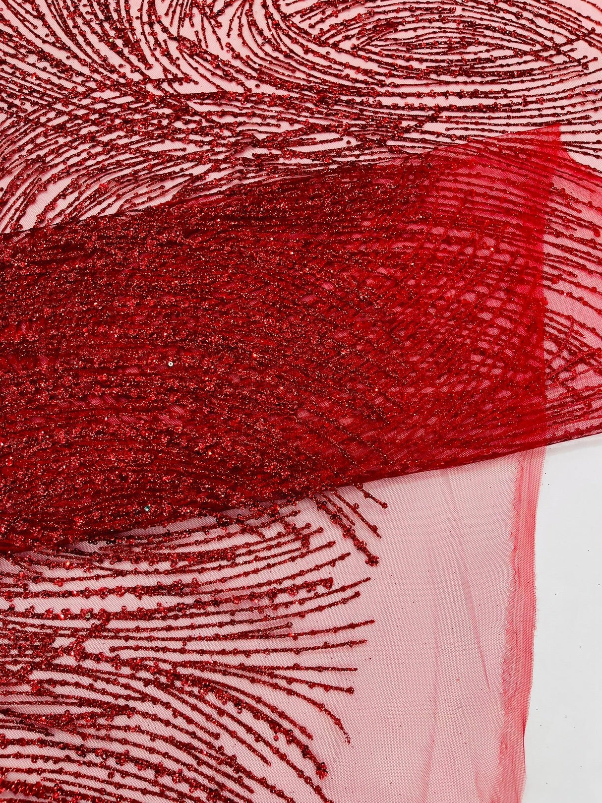 Fashion Glitter Design On A Mesh Lace Polyester Fabric - Glitter Mesh Lace, 54" Width, 36" Length (1 Yard)