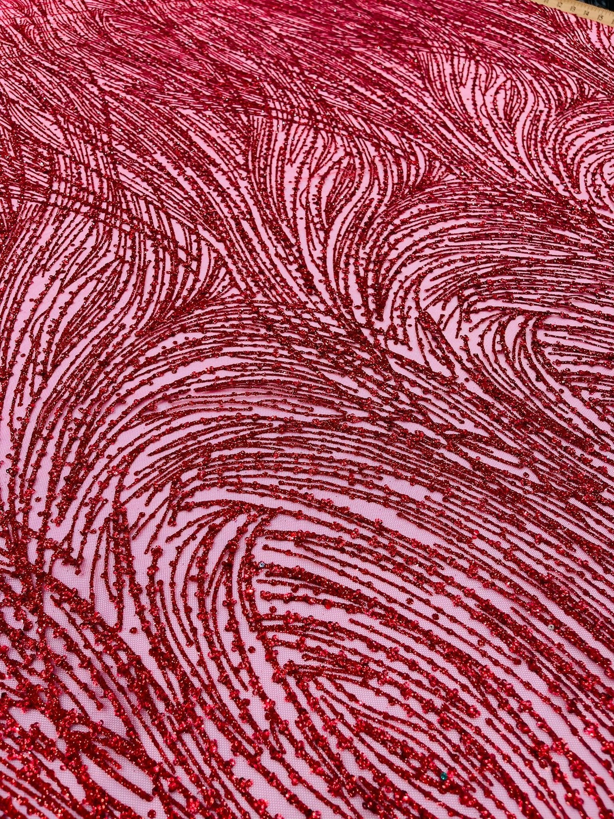 Fashion Glitter Design On A Mesh Lace Polyester Fabric - Glitter Mesh Lace, 54" Width, 36" Length (1 Yard)