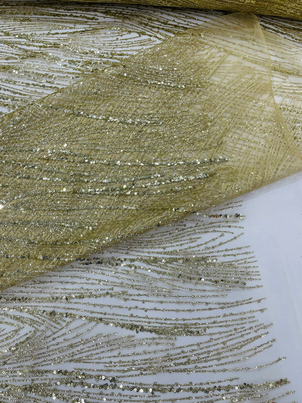 Fashion Glitter Design On A Mesh Lace Polyester Fabric - Glitter Mesh Lace, 54" Width, 36" Length (1 Yard)