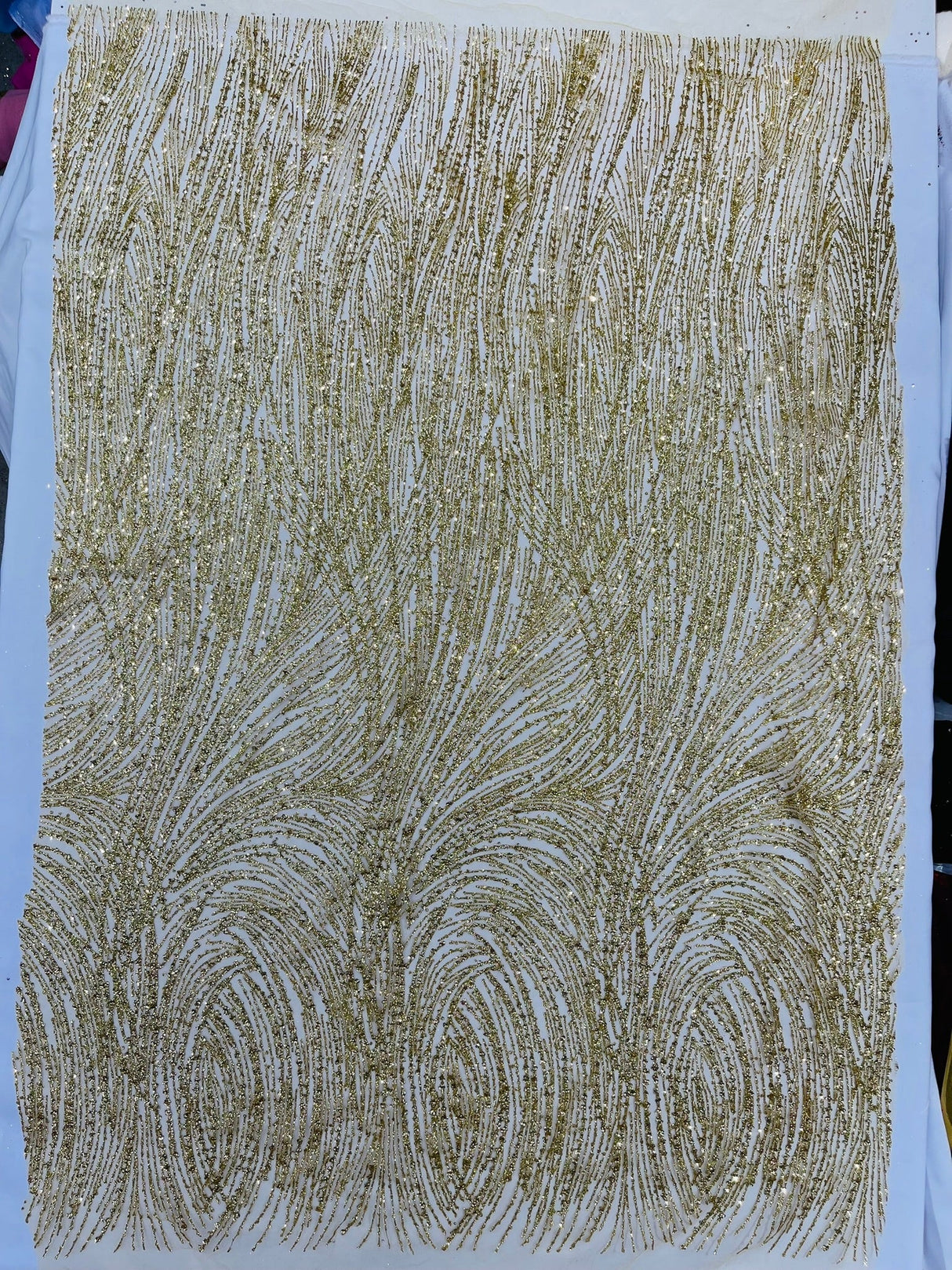 Fashion Glitter Design On A Mesh Lace Polyester Fabric - Glitter Mesh Lace, 54" Width, 36" Length (1 Yard)