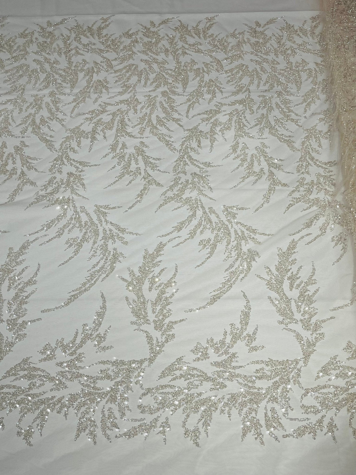 Fashion Beaded Vine Lace Polyester Fabric - Beaded Vine Pattern, 54" Width (1 Yard)