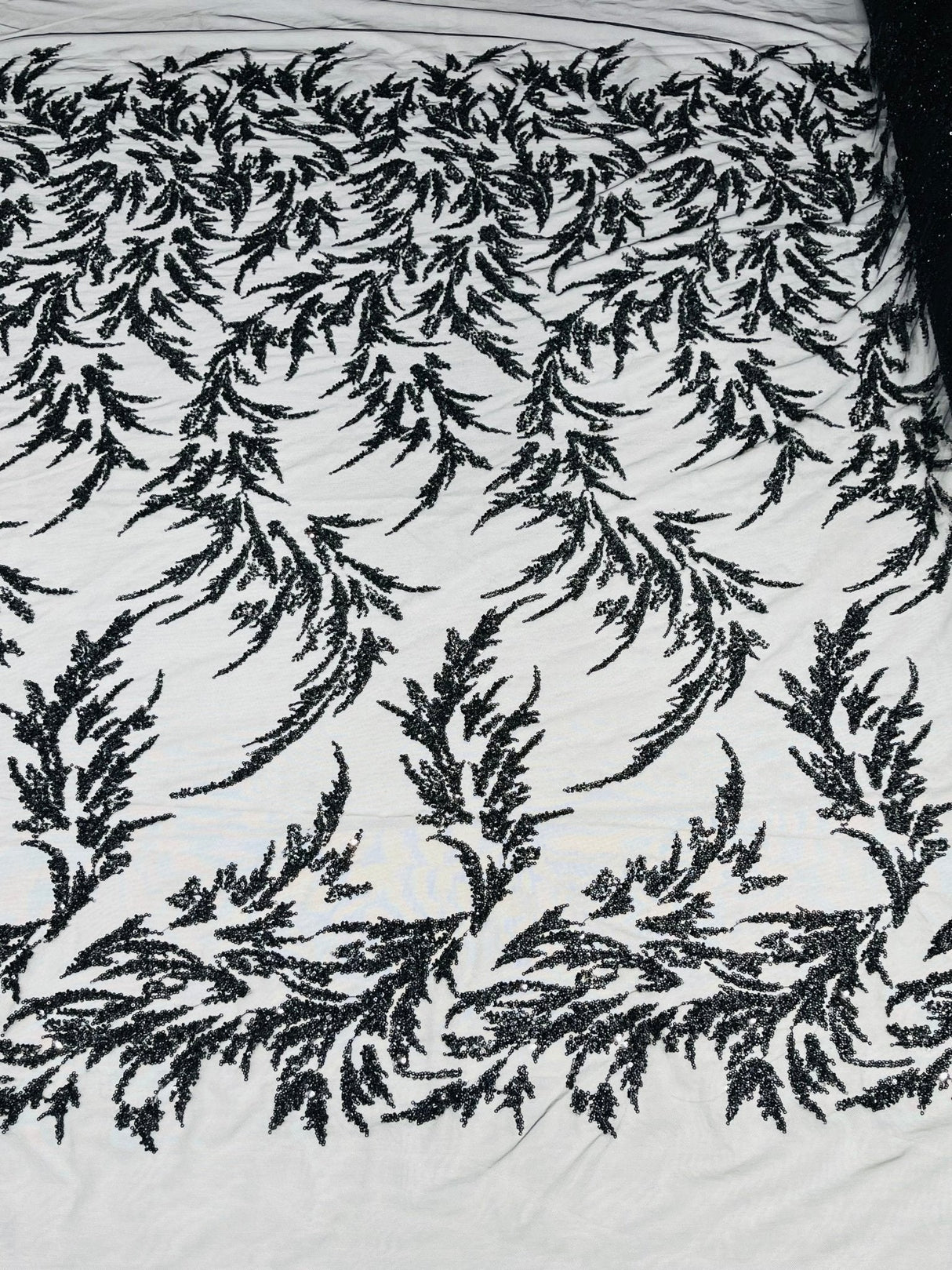 Fashion Beaded Vine Lace Polyester Fabric - Beaded Vine Pattern, 54" Width (1 Yard)