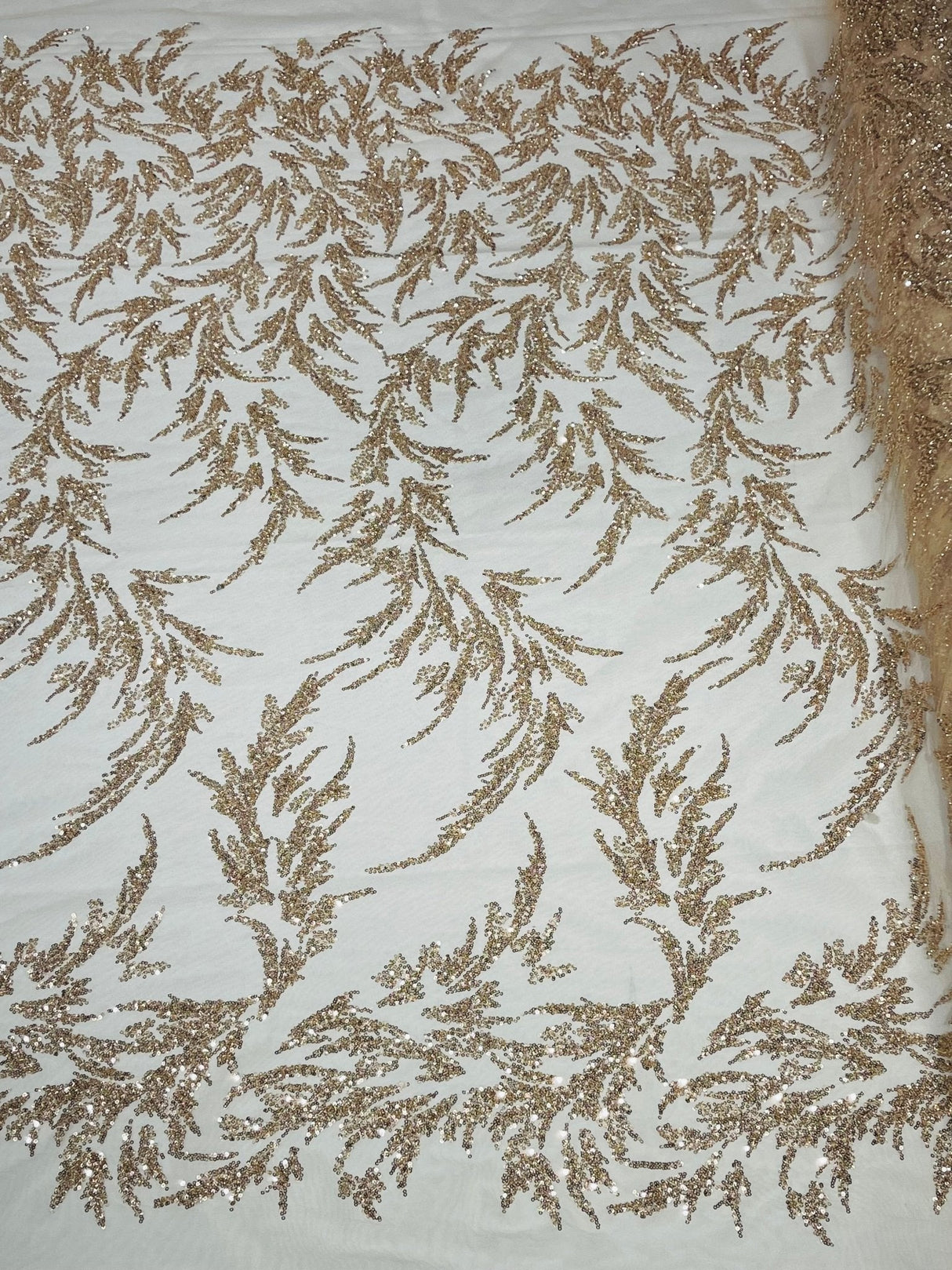 Fashion Beaded Vine Lace Polyester Fabric - Beaded Vine Pattern, 54" Width (1 Yard)