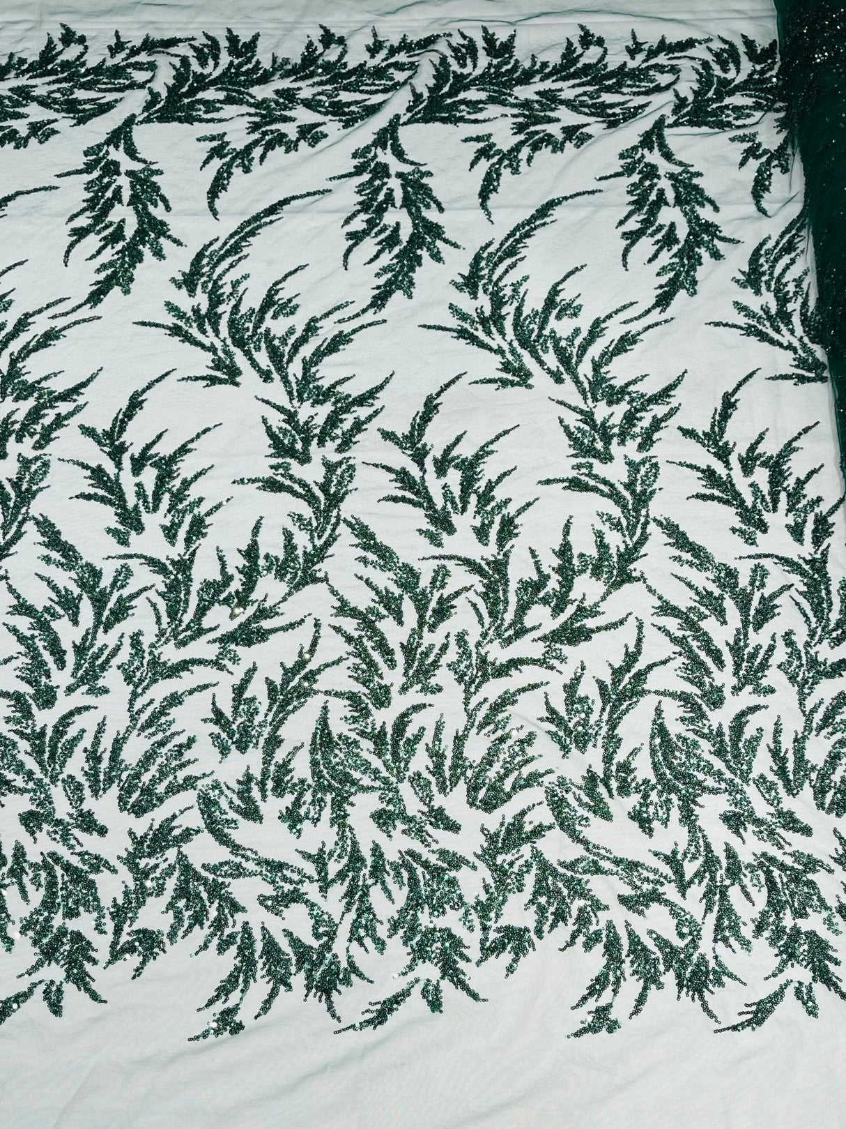 Fashion Beaded Vine Lace Polyester Fabric - Beaded Vine Pattern, 54" Width (1 Yard)