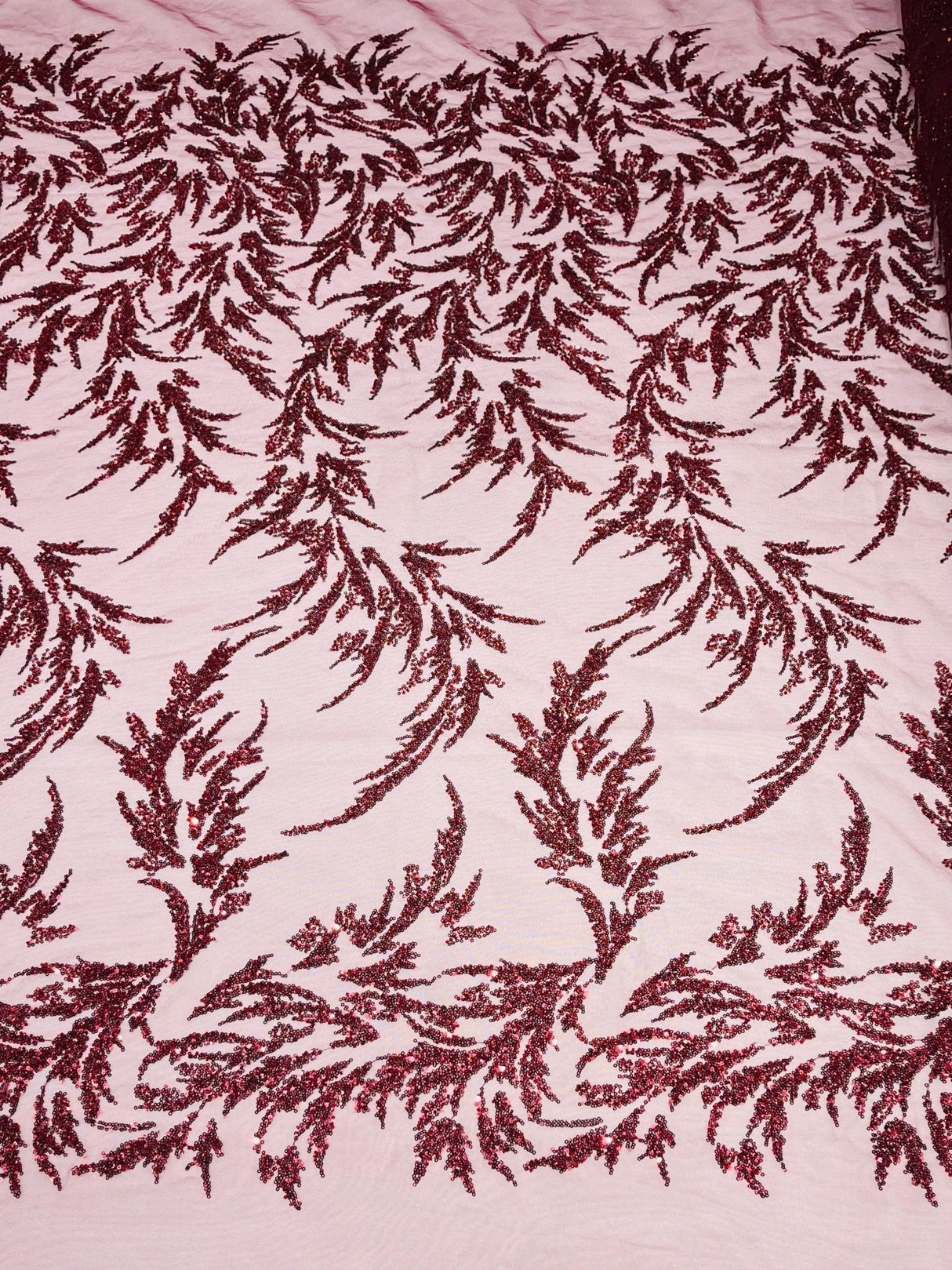 Fashion Beaded Vine Lace Polyester Fabric - Beaded Vine Pattern, 54" Width (1 Yard)