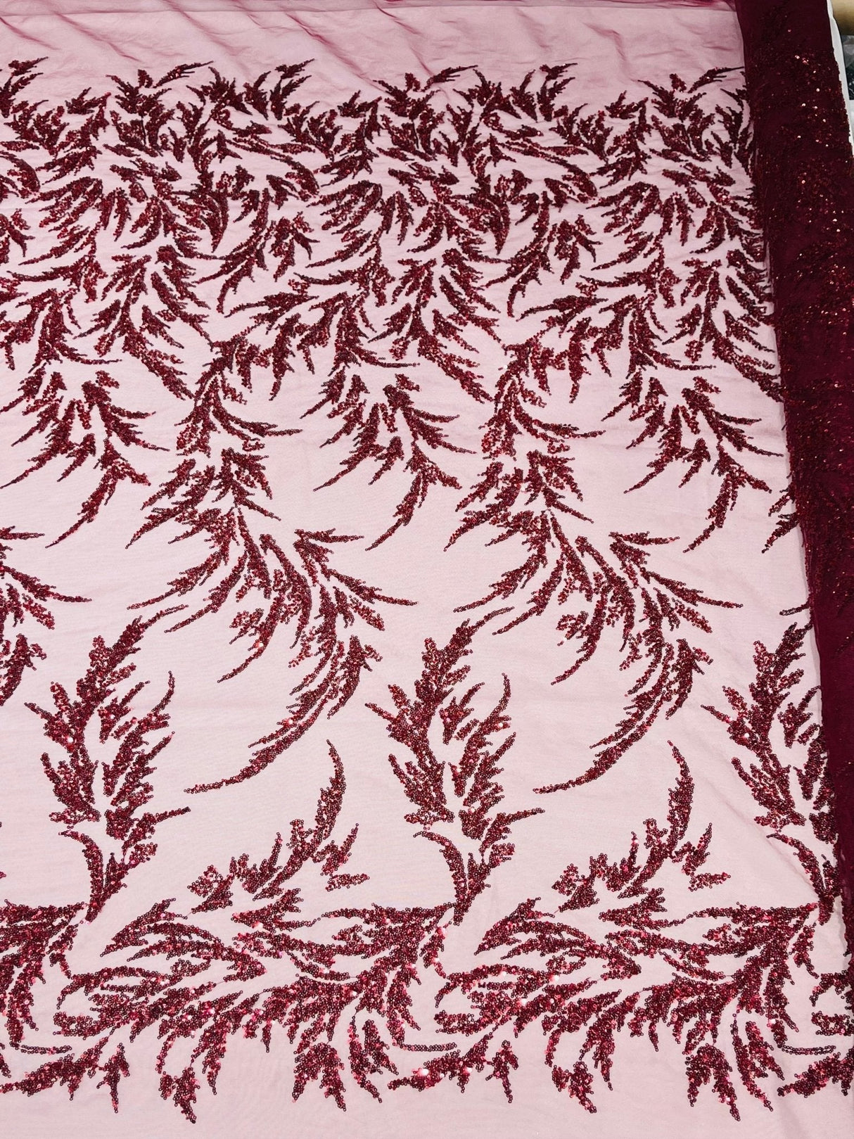 Fashion Beaded Vine Lace Polyester Fabric - Beaded Vine Pattern, 54" Width (1 Yard)