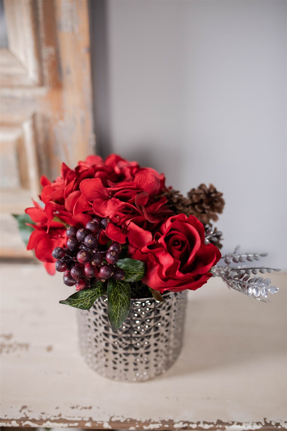 Valentine's Day Floral Arrangement with Real Touch Rose - Red