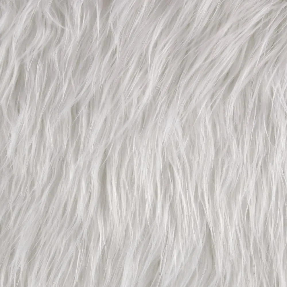 Faux Fur Soft Shaggy Heavy Weight Long Pile Solid Acrylic Fabric - Charcoal, Black, White, Tan, Brown, Neon Lime, 58/60" Width