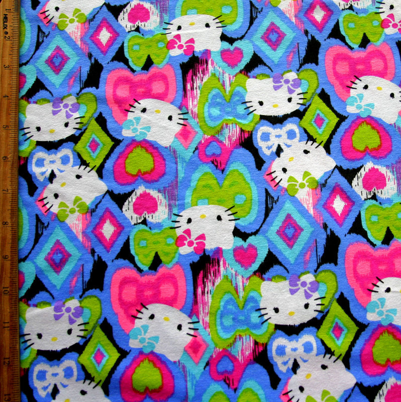 Cotton Knit Remnant - Our Favorite Kitty Diamonds and Stars