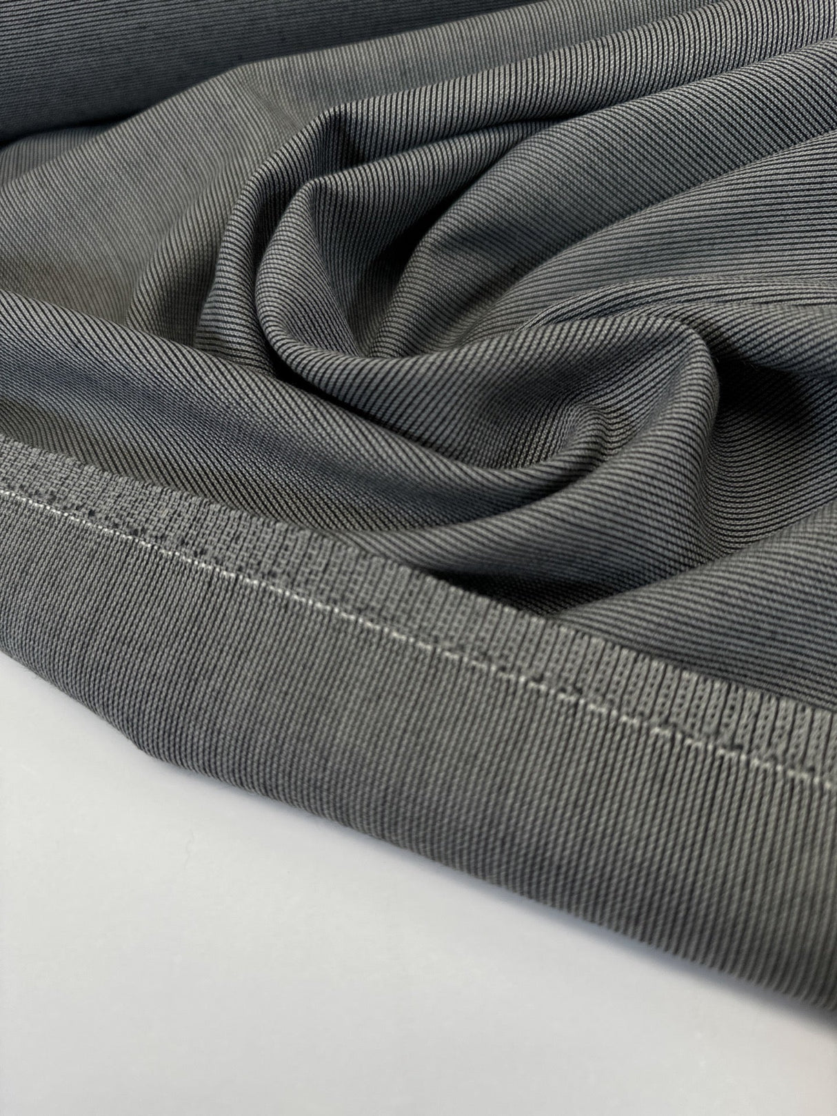 Wool Polyamide Tweed Gray Black Striped