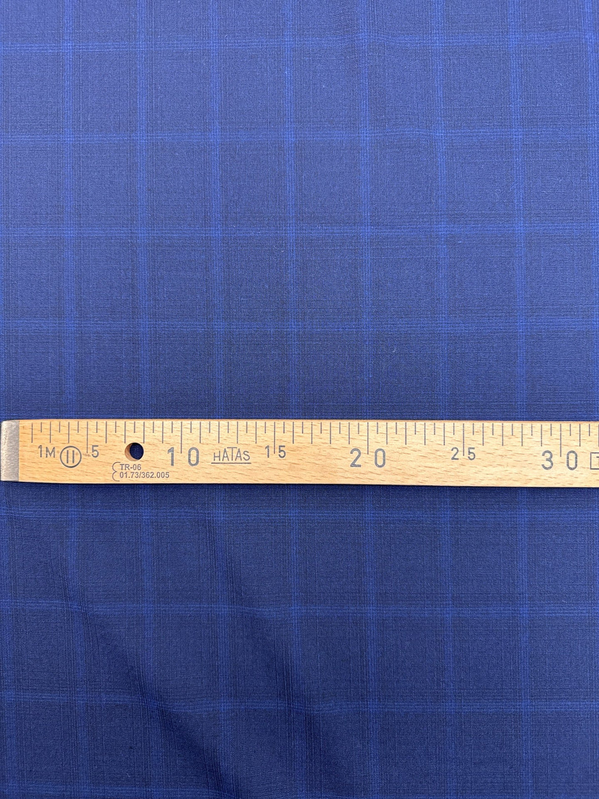 Wool Polyamide Elastane Checked Blue Fabric