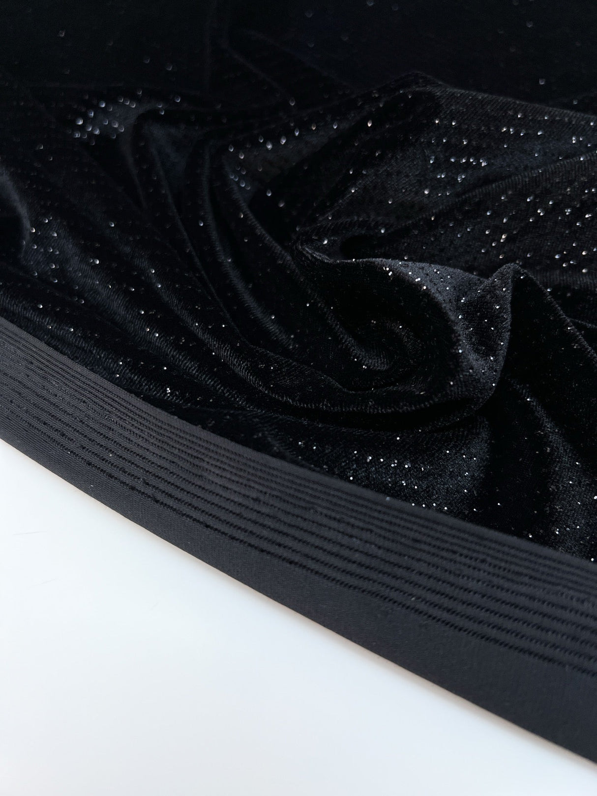 Black Velour Knitted Polyamide Stretch Fabric