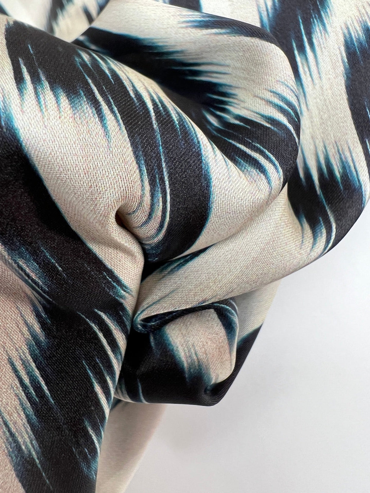 Polyester Sateen Printed Beige Blue