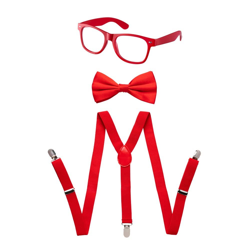 Neon Suspender, Bowtie Accessory Set - Adults