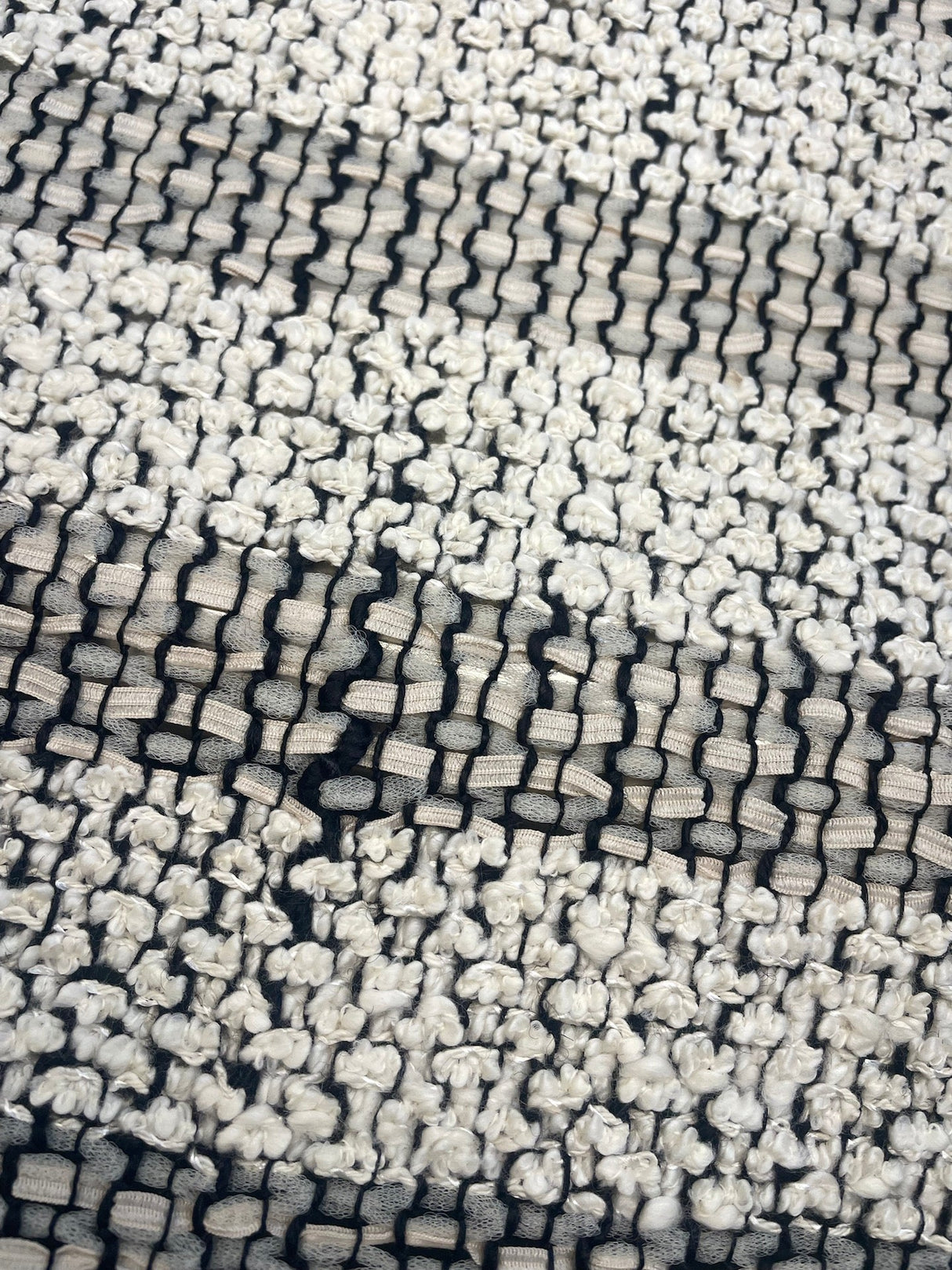 Wool Tweed Suit Fabric White Beige Black