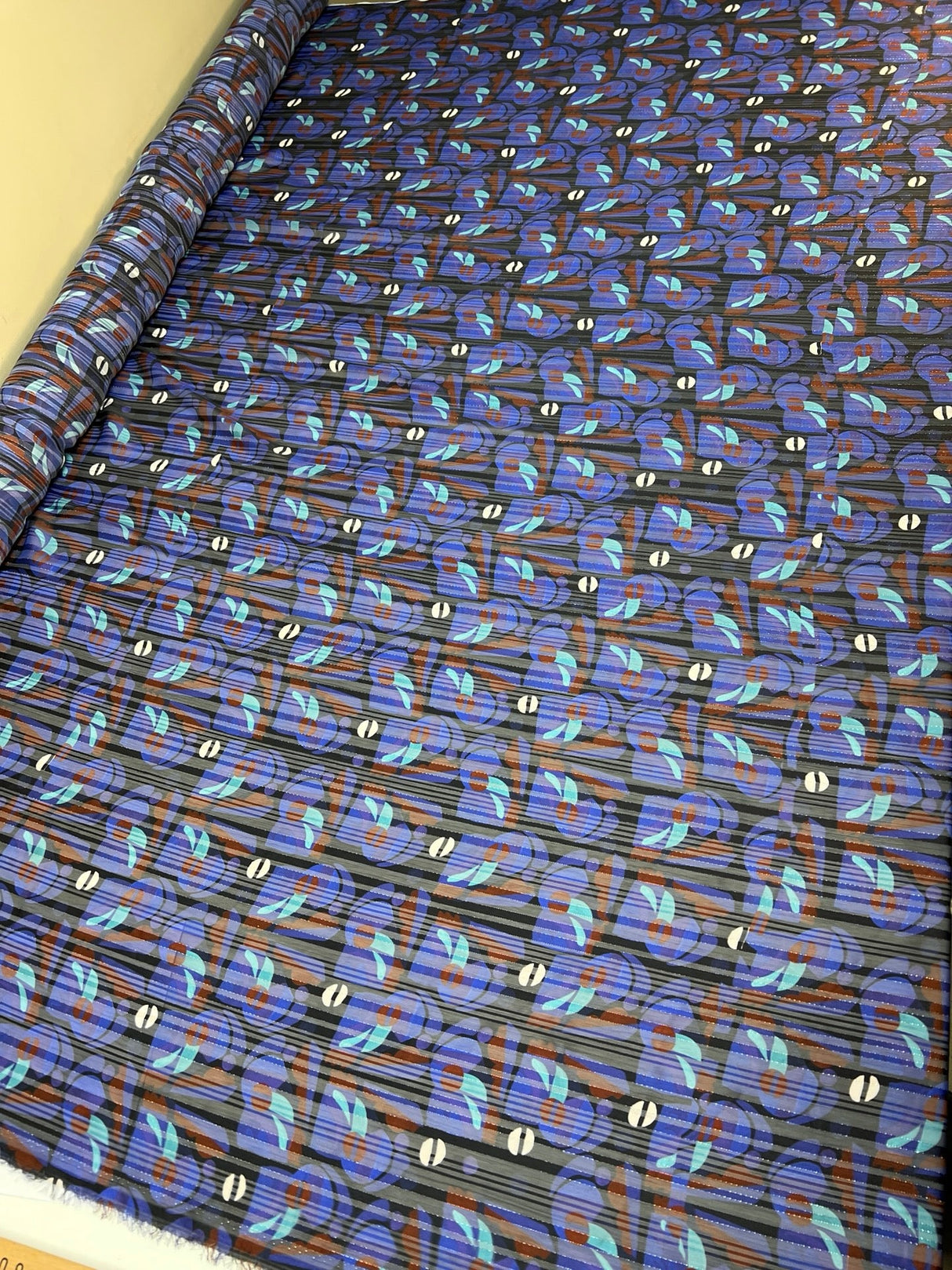 Polyester Lurex Chiffon Printed Multicolour Stripes