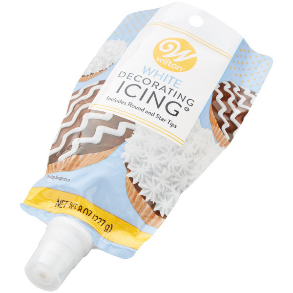 Wilton White Icing Pouch with Tips, 8 oz.