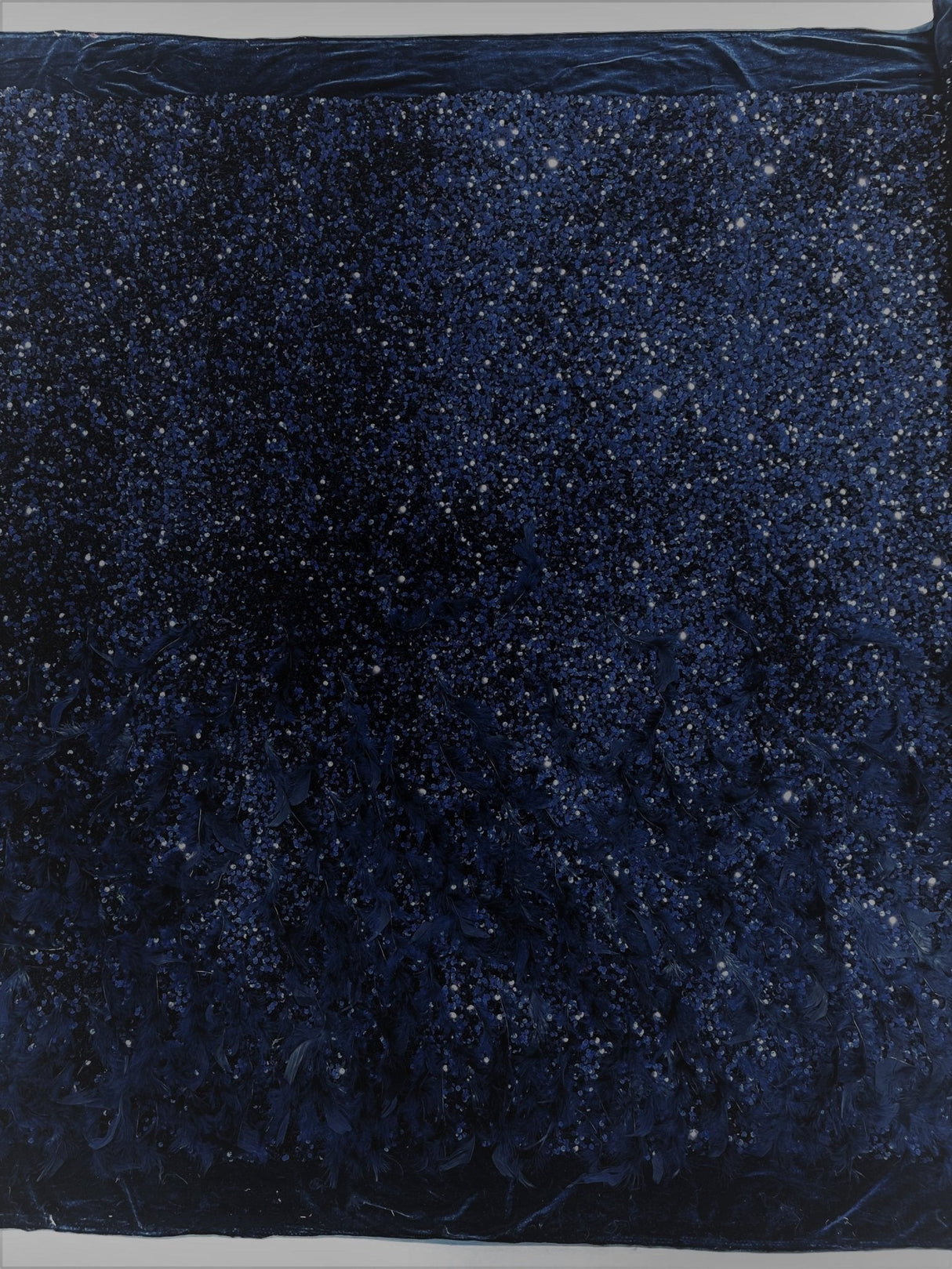 Feather Sequin Velvet Fabric - Feather And Sequin Design, 54" Width (1 Yard)