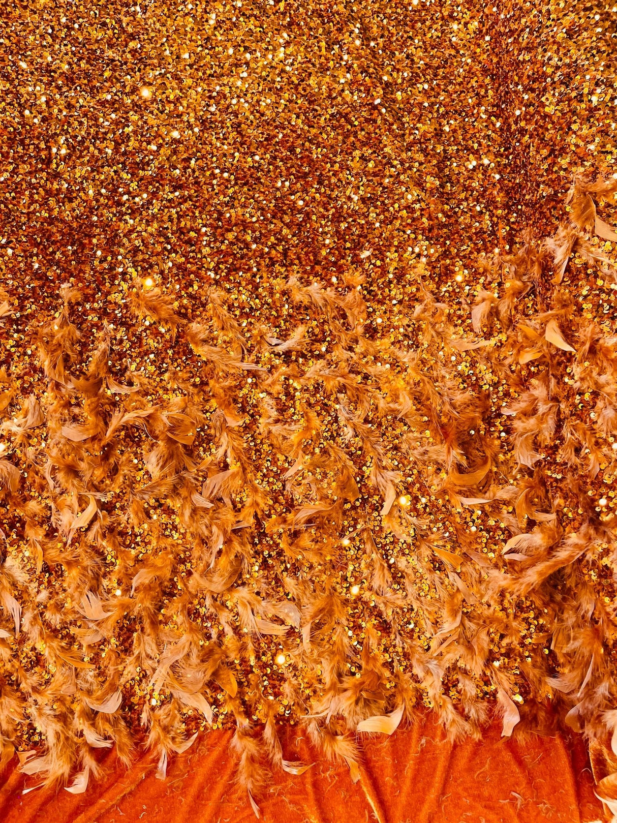 Feather Sequin Velvet Fabric - Feather And Sequin Design, 54" Width (1 Yard)