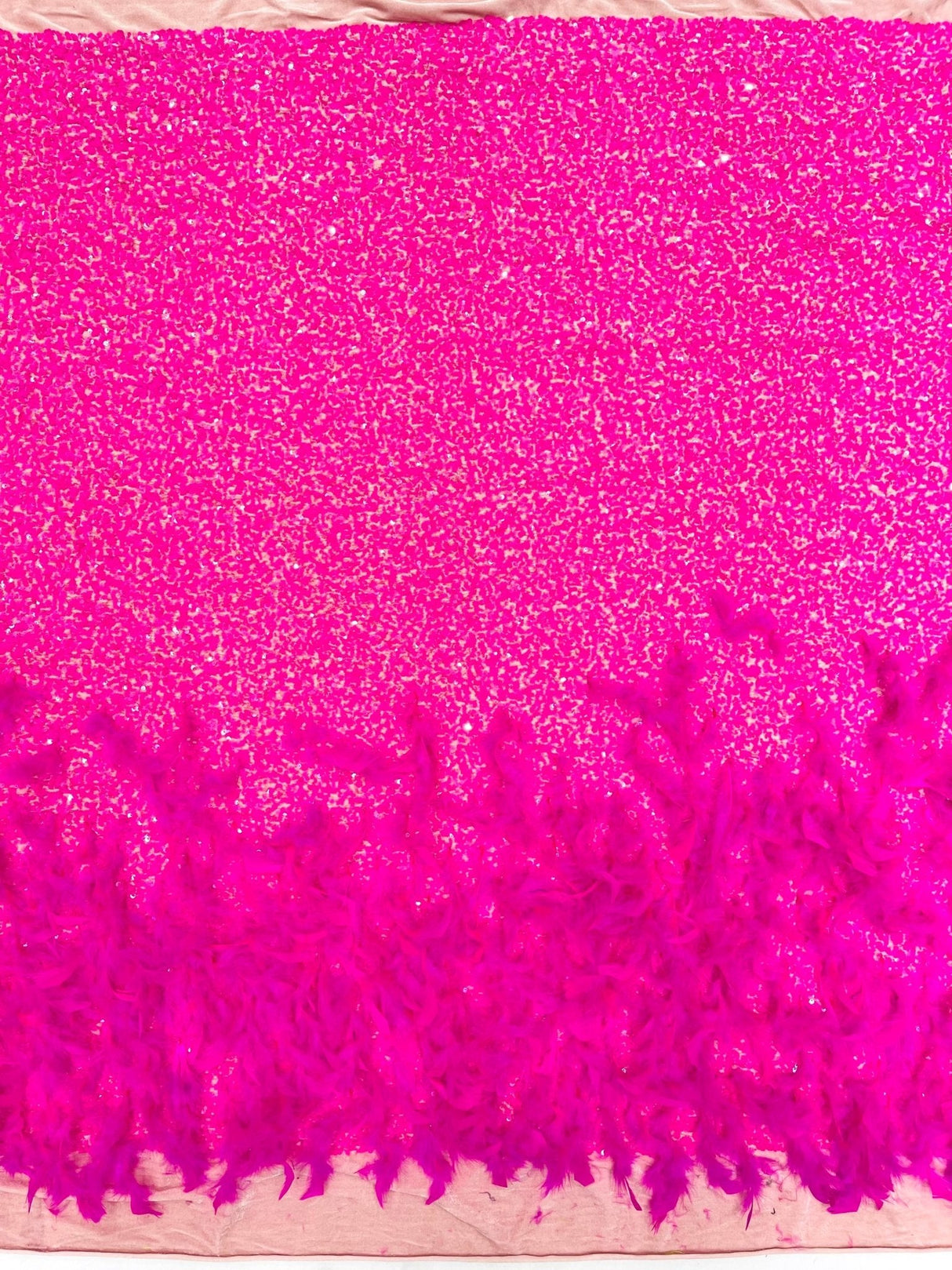 Feather Sequin Velvet Fabric - Feather And Sequin Design, 54" Width (1 Yard)