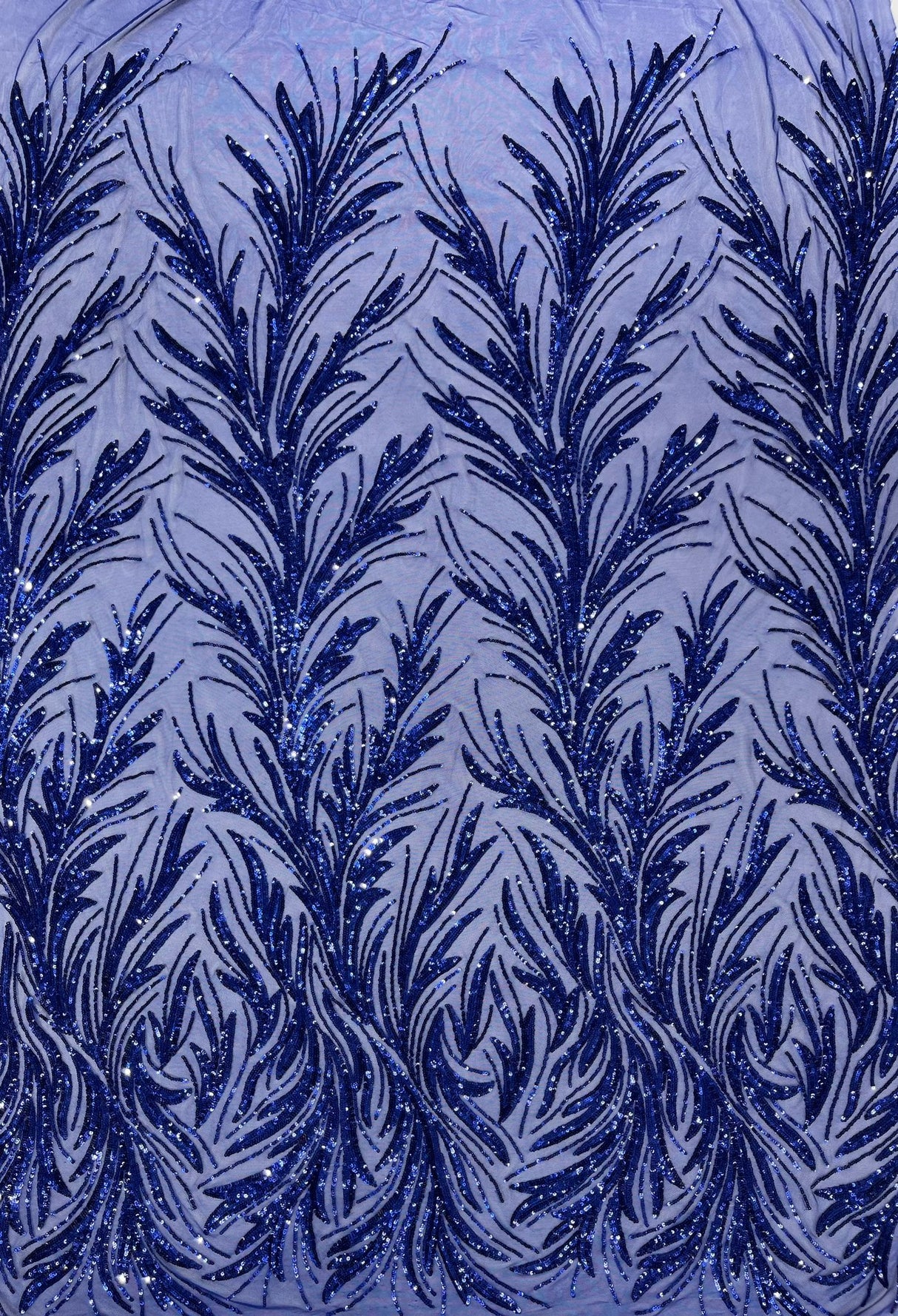 Feather Wing Shiny Sequin Mesh Fabric - Feather Wing Sequin Design, 54" Width (1 Yard)
