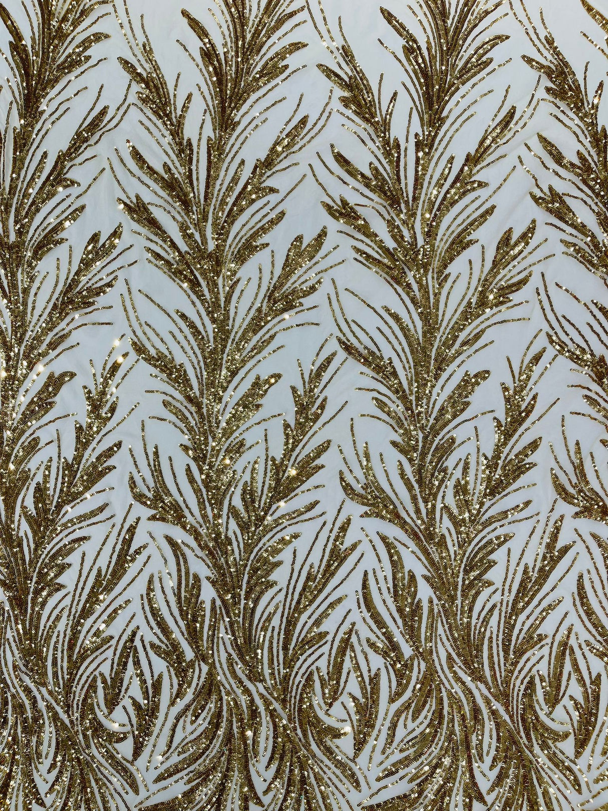 Feather Wing Shiny Sequin Mesh Fabric - Feather Wing Sequin Design, 54" Width (1 Yard)
