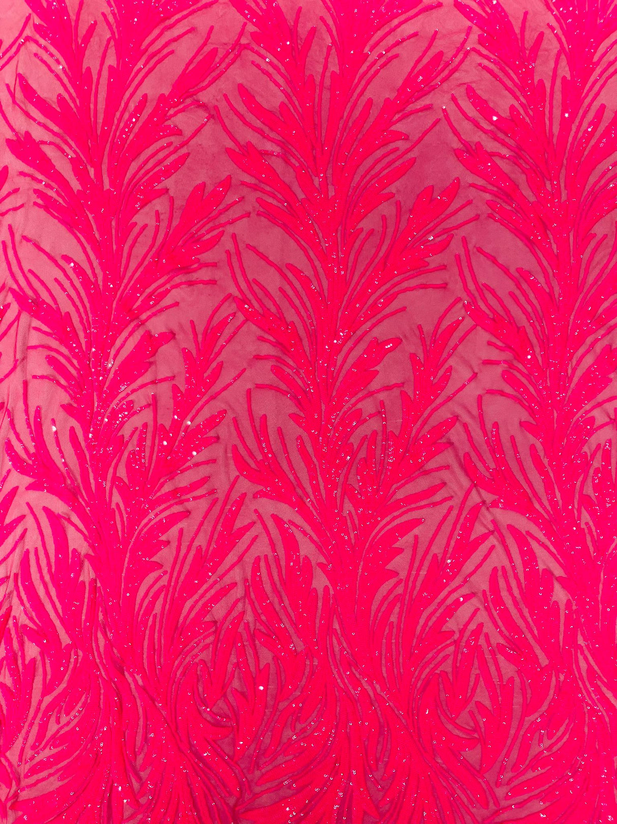 Feather Wing Shiny Sequin Mesh Fabric - Feather Wing Sequin Design, 54" Width (1 Yard)
