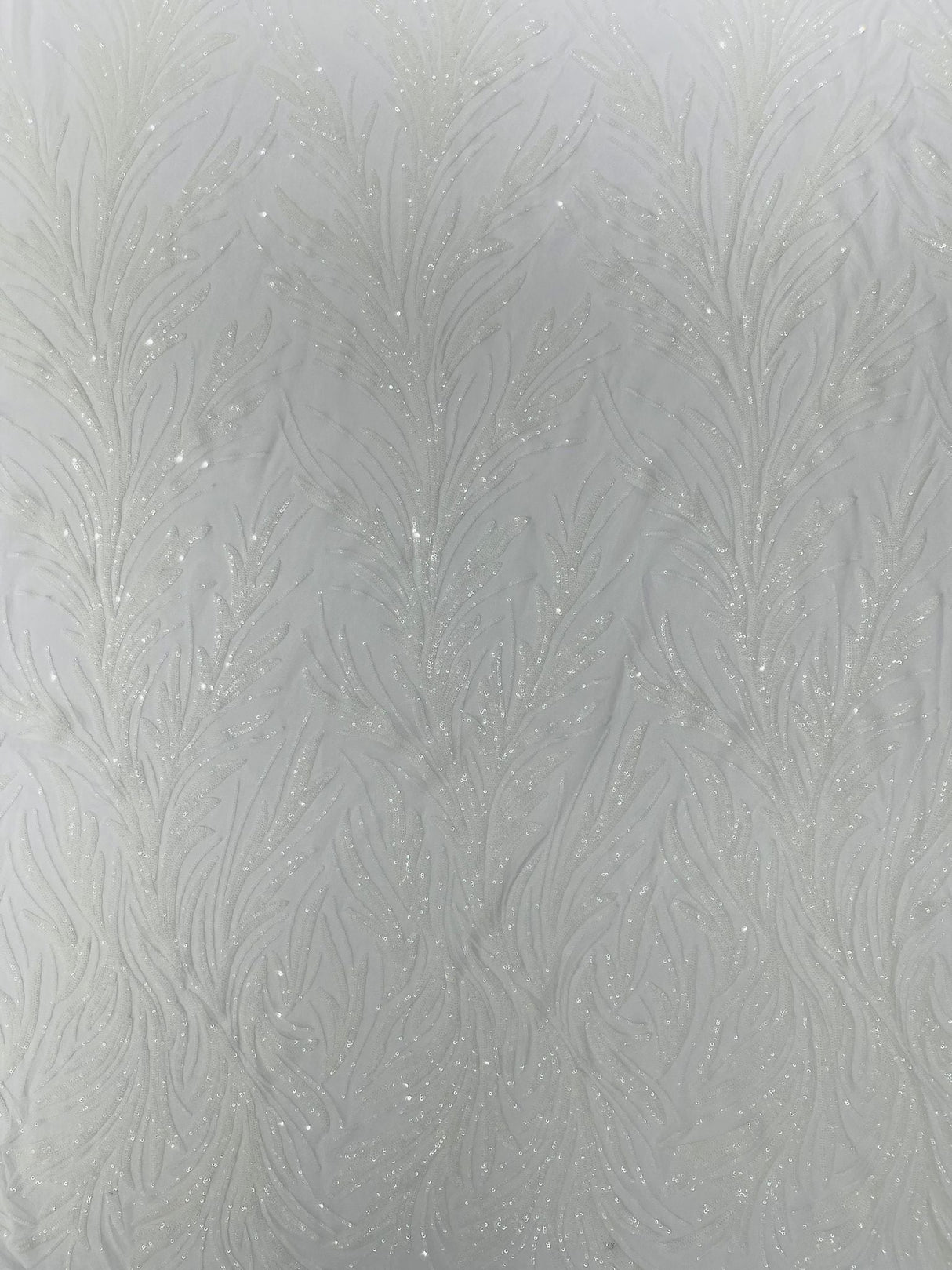 Feather Wing Shiny Sequin Mesh Fabric - Feather Wing Sequin Design, 54" Width (1 Yard)
