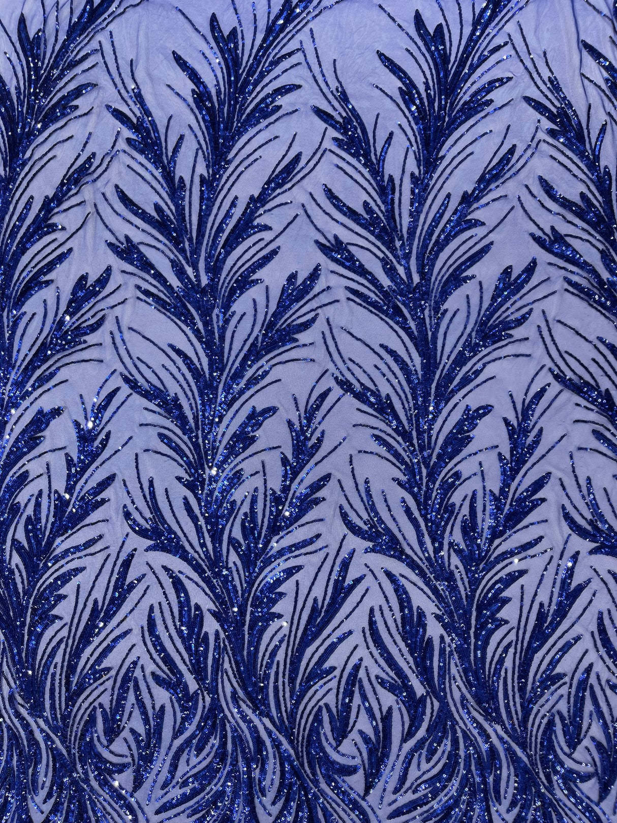 Feather Wing Shiny Sequin Mesh Fabric - Feather Wing Sequin Design, 54" Width (1 Yard)
