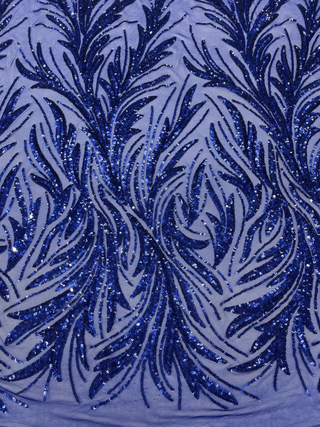 Feather Wing Shiny Sequin Mesh Fabric - Feather Wing Sequin Design, 54" Width (1 Yard)