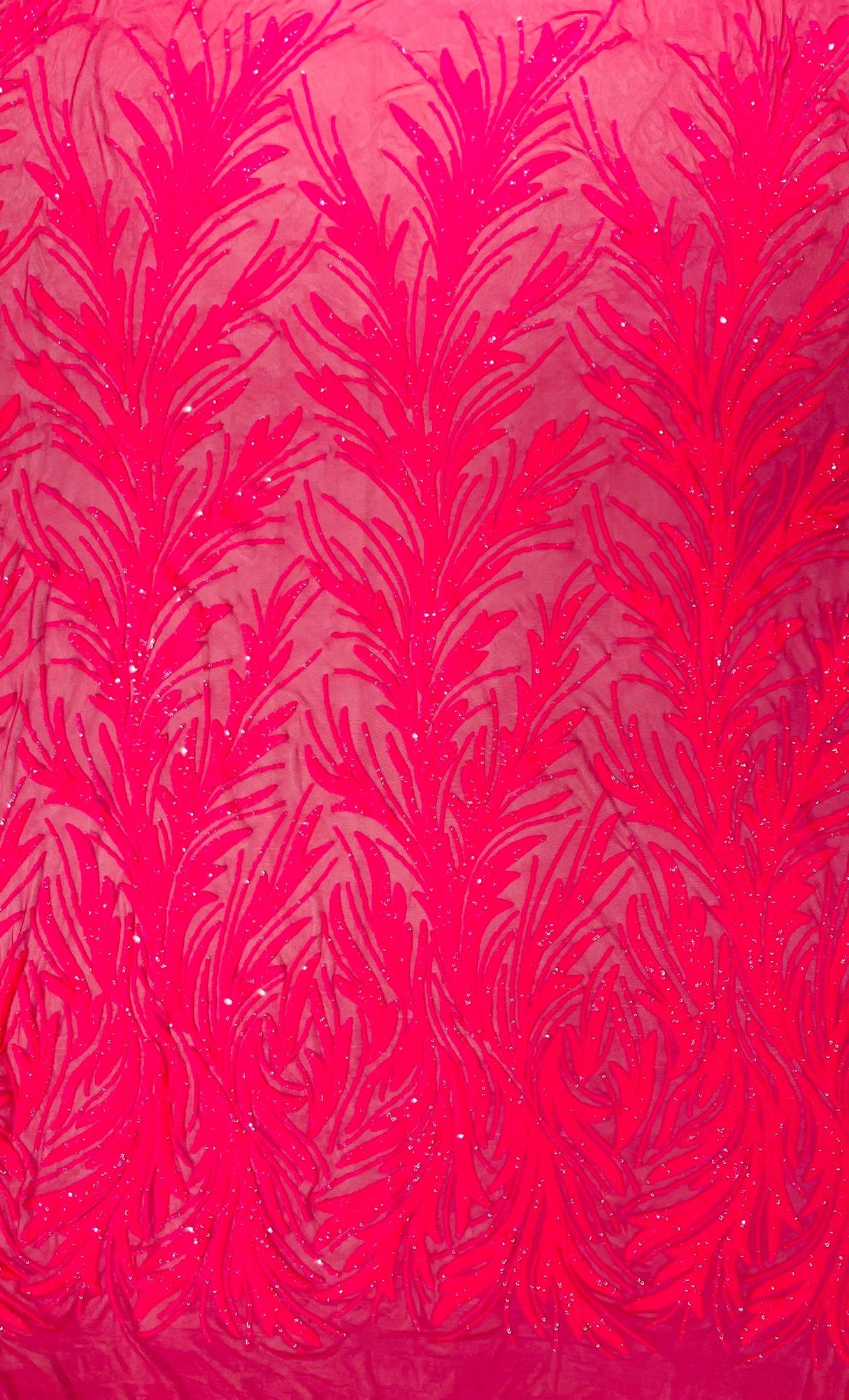 Feather Wing Shiny Sequin Mesh Fabric - Feather Wing Sequin Design, 54" Width (1 Yard)