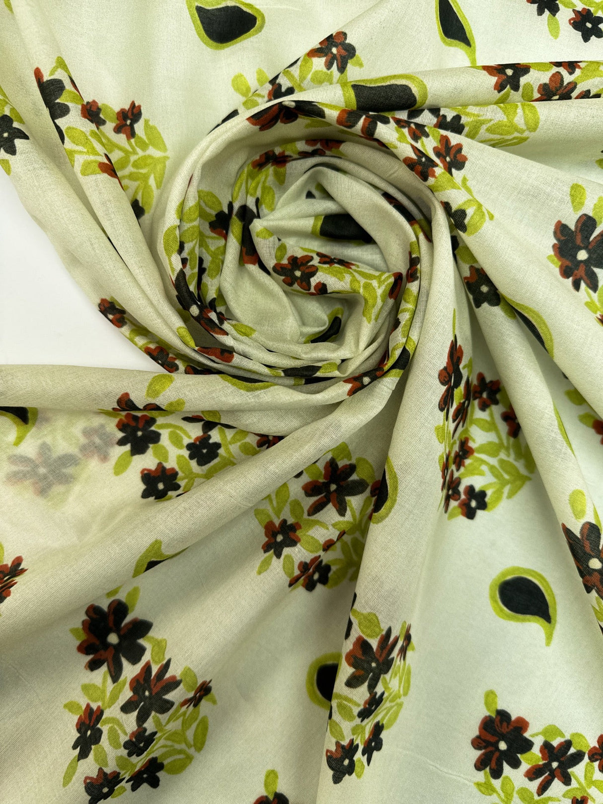 Viscose Batiste Printed Green Beige