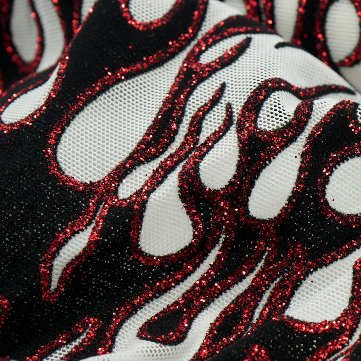 Glittered Flocked Stretch Mesh Fabric
