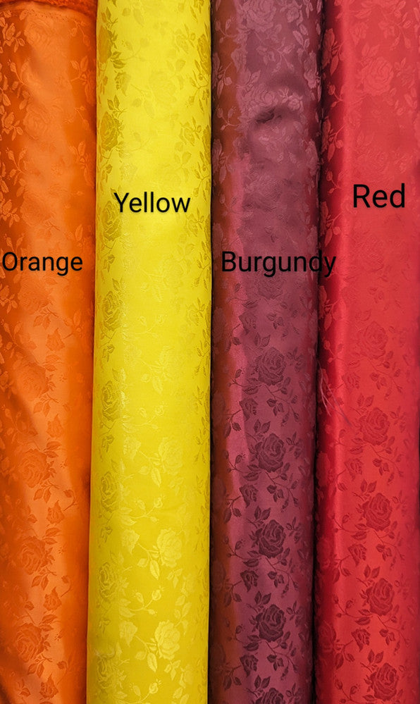 Satin Brocade Polyester Fabric - Multiple Colors, Floral Jacquard, 58/59" Width (1 Yard)
