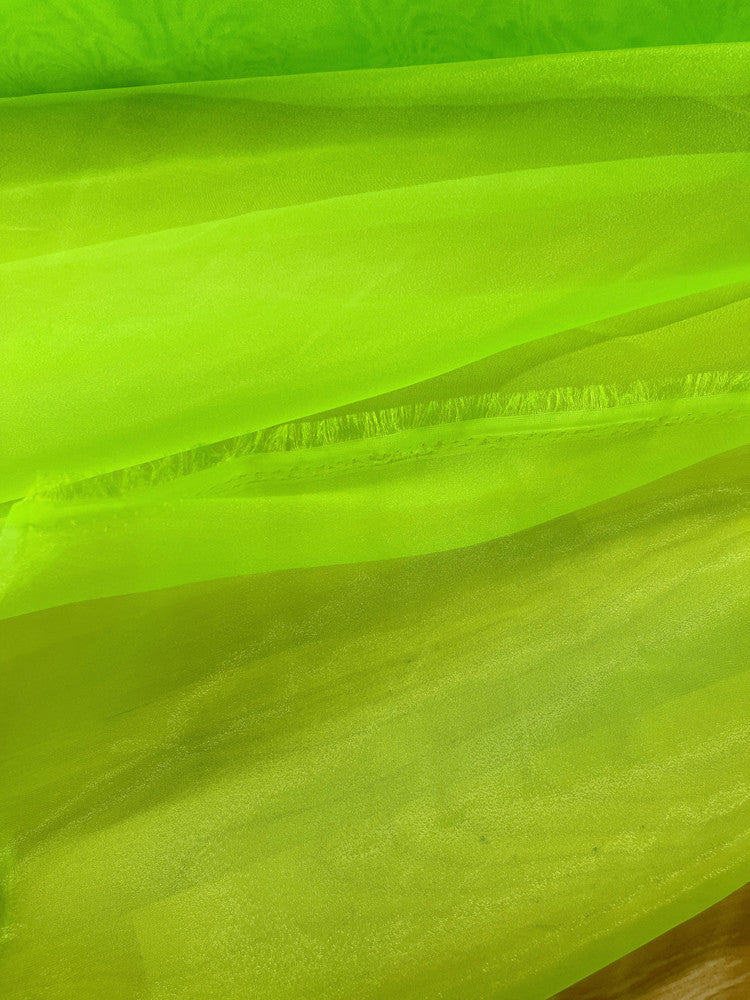 Crystal Organza Polyester Fabric - Neon Green, 58/59" Width (1 Yard)