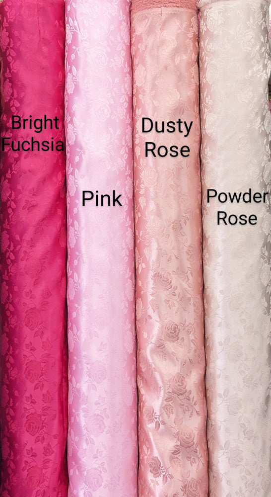 Satin Brocade Polyester Fabric - Multiple Colors, Floral Jacquard, 58/59" Width (1 Yard)