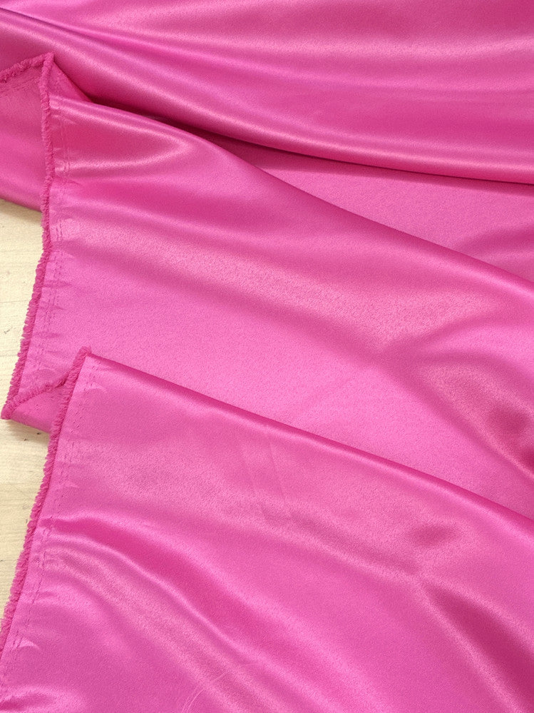 Peau De Soie Dull Satin Polyester Fabric - Hot Pink, 58/59" Width (1 Yard)