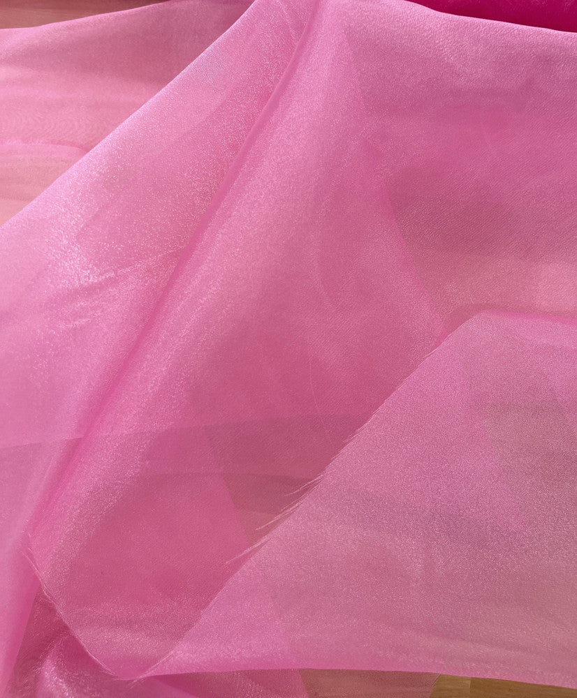 Crystal Organza Polyester Fabric - Bubblegum Pink, 58/59" Width (1 Yard)