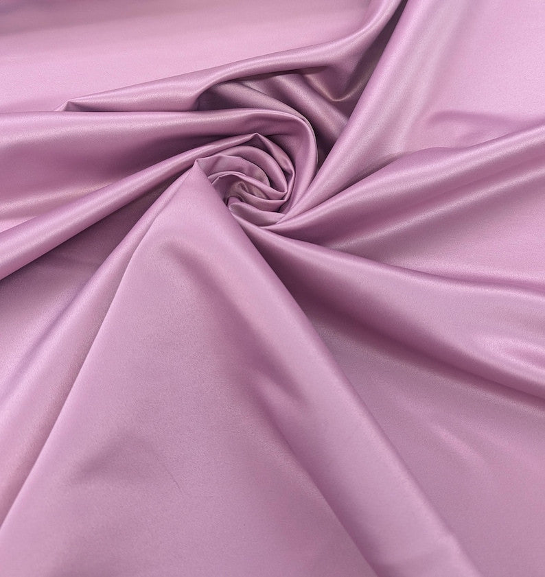Peau De Soie Dull Satin Polyester Fabric - Light Mauve, Matte Finish, 58/59" Width (1 Yard)
