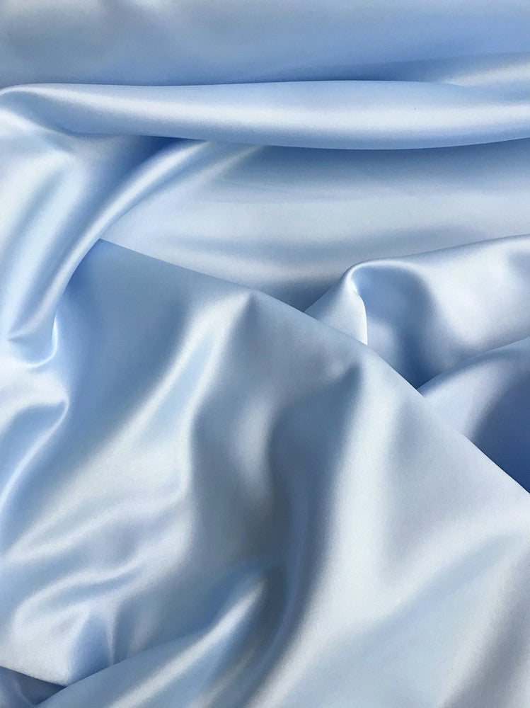 Peau De Soie Dull Satin Polyester Fabric - Baby Blue, 58/59" Width, Medium Weight, Matte Finish (1 Yard)