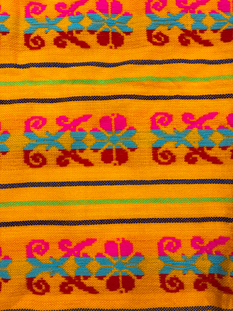 Ramo Amarillo Acrylic Fabric - Yellow Multicolor Horizontal Design, 30" Width (1 Yard)
