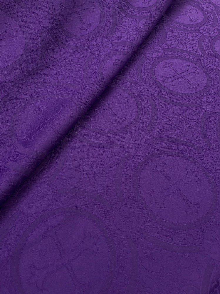 Church Cross Brocade Polyester Fabric - Matte Finish, Cross Pattern, 58/59" Width, 5 Colors (1 Yard)