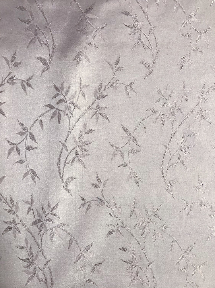 Ice Pink Metallic Vine Polyester Brocade Fabric - Ice Pink, Metallic Silver Vine Pattern, 58/59" Width (1 Yard)