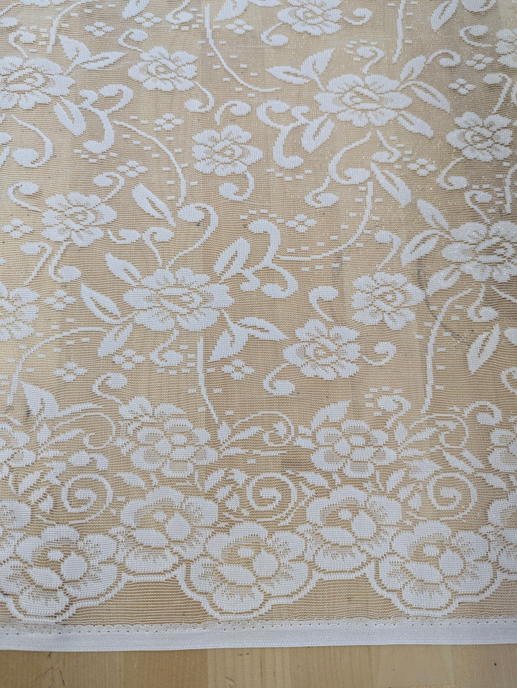 Floral Off White Lace Polyester/Nylon Fabric - Off White, Floral Pattern, 56/57" Width (1 Yard)