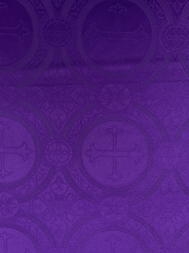 Church Cross Brocade Polyester Fabric - Matte Finish, Cross Pattern, 58/59" Width, 5 Colors (1 Yard)