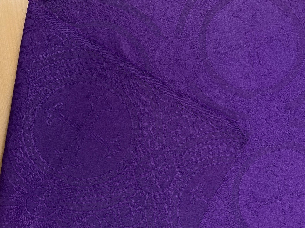 Church Cross Brocade Polyester Fabric - Matte Finish, Cross Pattern, 58/59" Width, 5 Colors (1 Yard)