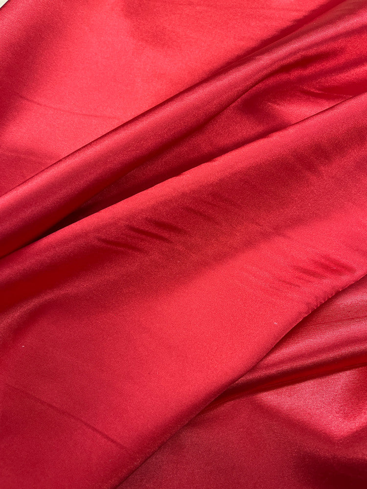 Stretch Charmeuse Polyester Spandex Fabric - Red, 58/59" Width (1 Yard)