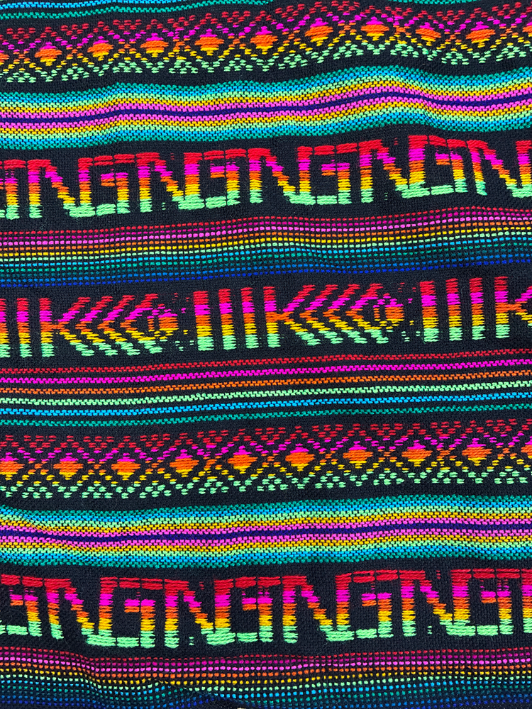 Maíz Acrylic Fabric - Black Multicolor Design, Horizontal Pattern, 30" Width (1 Yard)