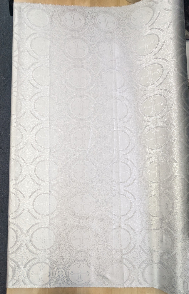 Church Metallic Cross Polyester Brocade Fabric - Metallic Cross Jacquard, 58/59" Width, Silver, Light Gold, Purple/Gold, Green/Gold (1 Yard)