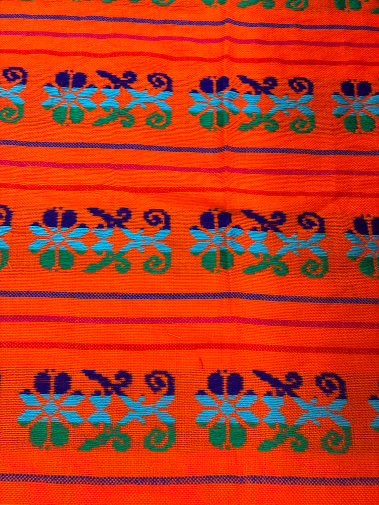 Ramo Naranja Acrylic Fabric - Orange Multicolor Design, Horizontal Pattern, 30" Width (1 Yard)
